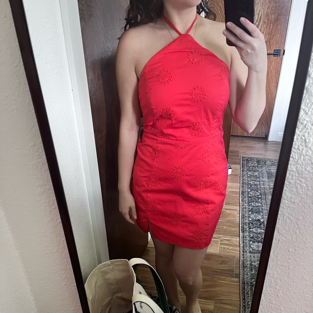 Revolve Majorelle Jessi Mini Dress Elegant Red Halter Dress
